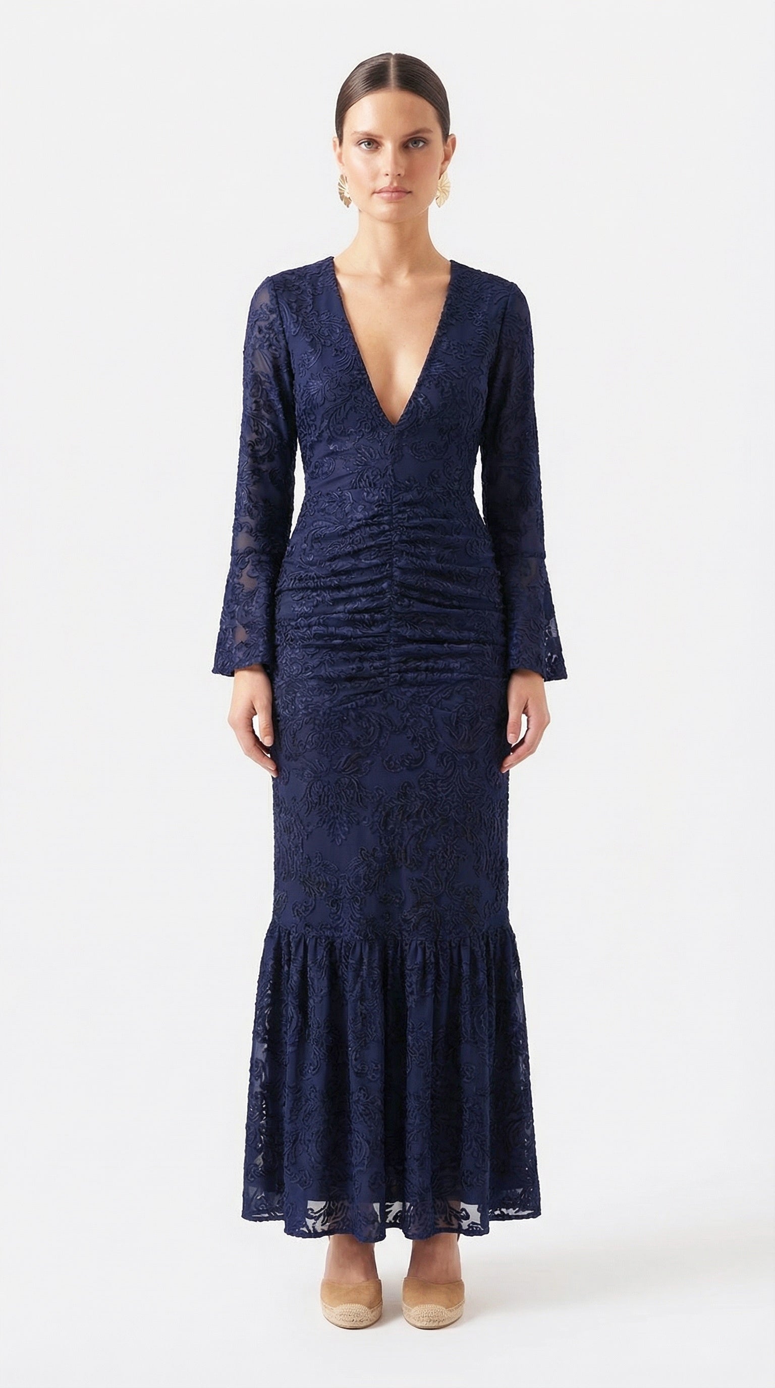 Burnout Velvet Maxi Dress in Navy, Size: Large | Nuuly Monthly Subscription Burnout Velvet Maxi Dress in Navy, Size: Large | Nuuly Monthly Subscription