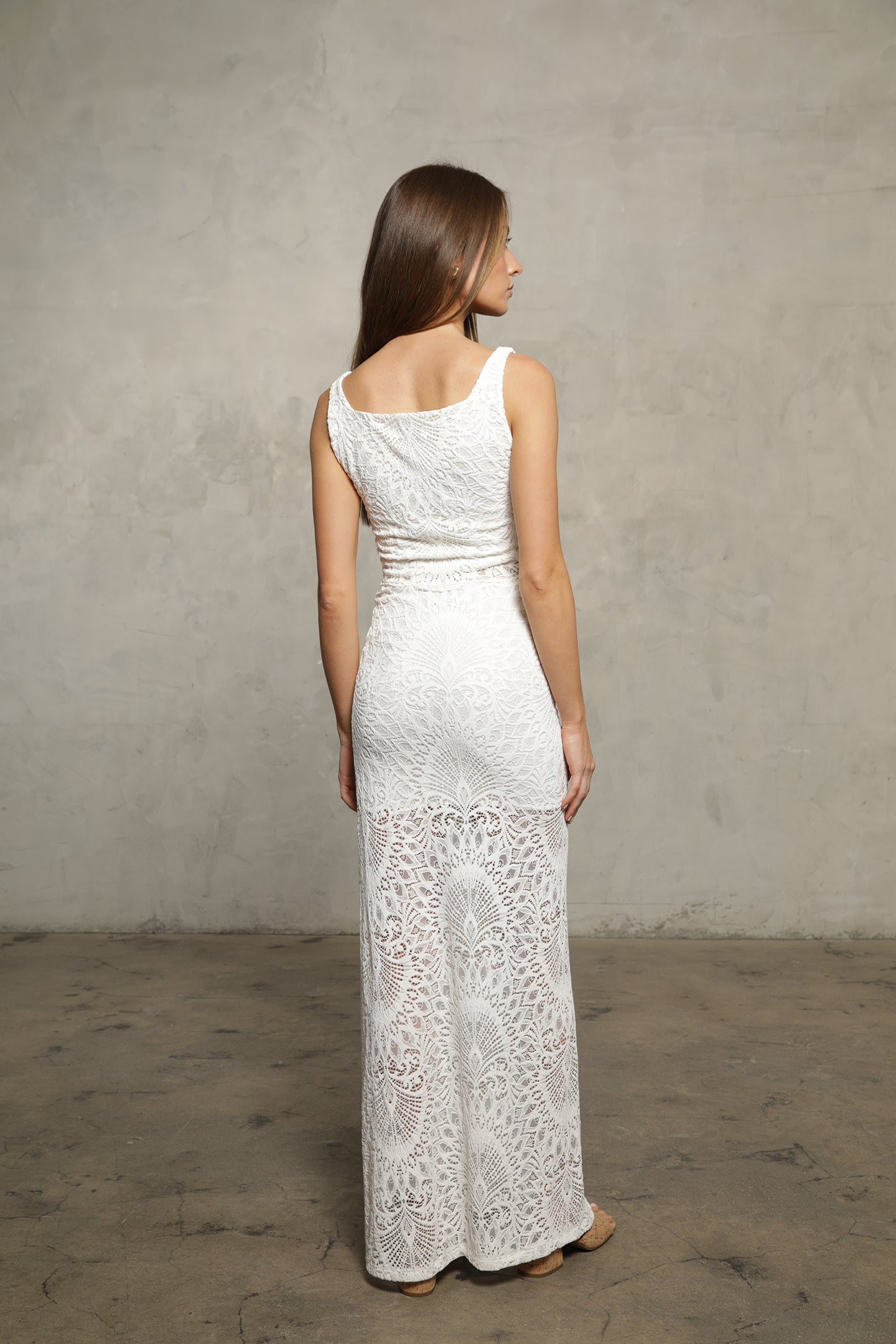 High Slit Lace Maxi Skirt