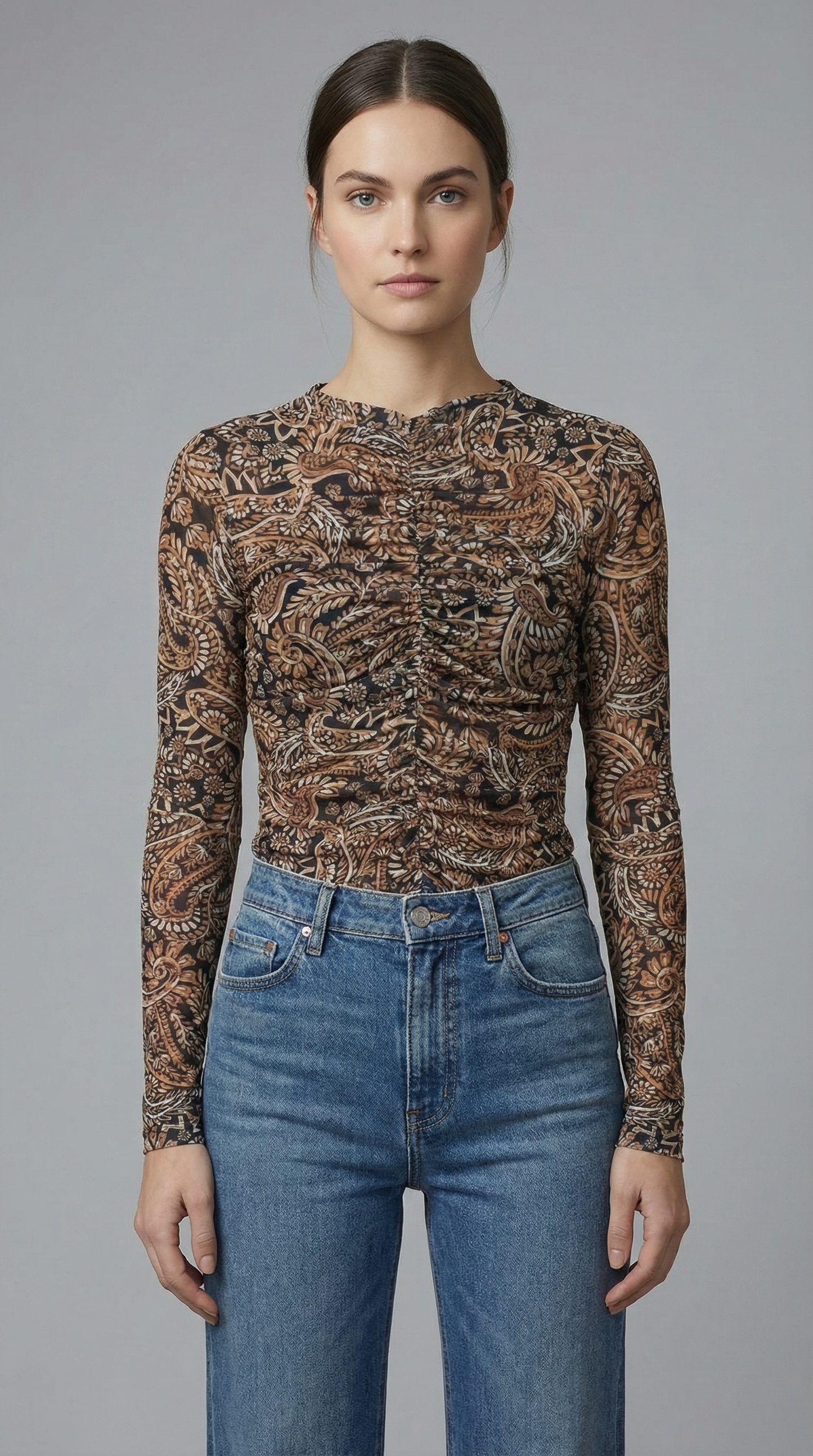 Mesh Ruched Blouse