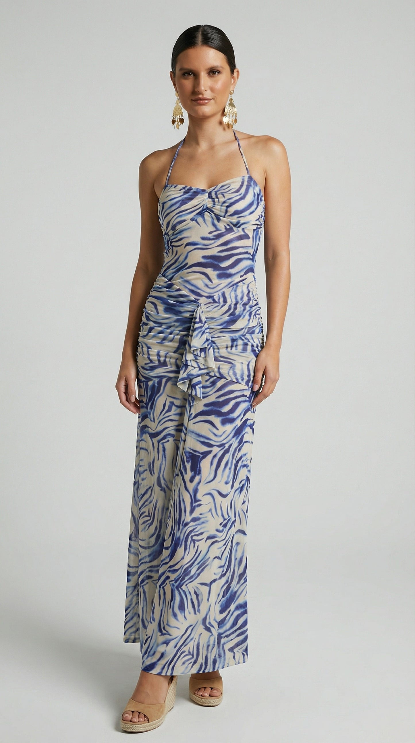Printed Mesh Mermaid Maxi