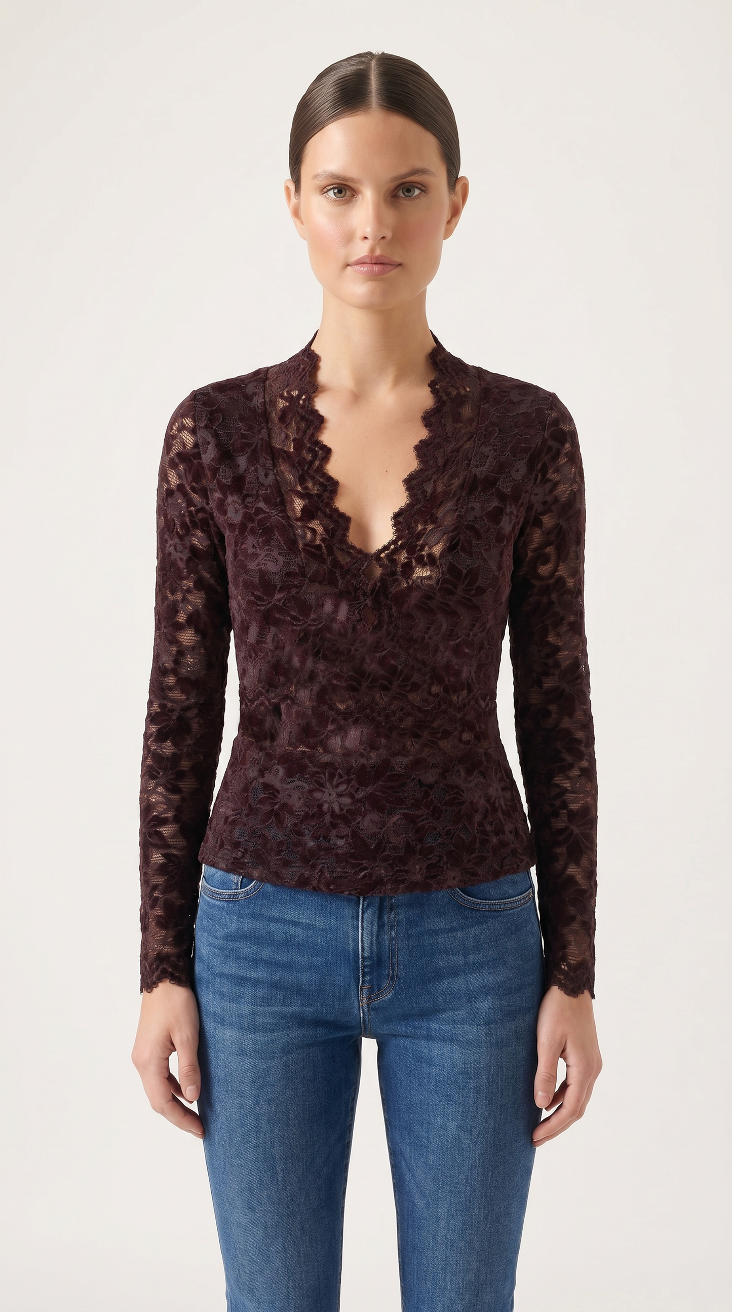 Ivy Lace Deep V Blouse