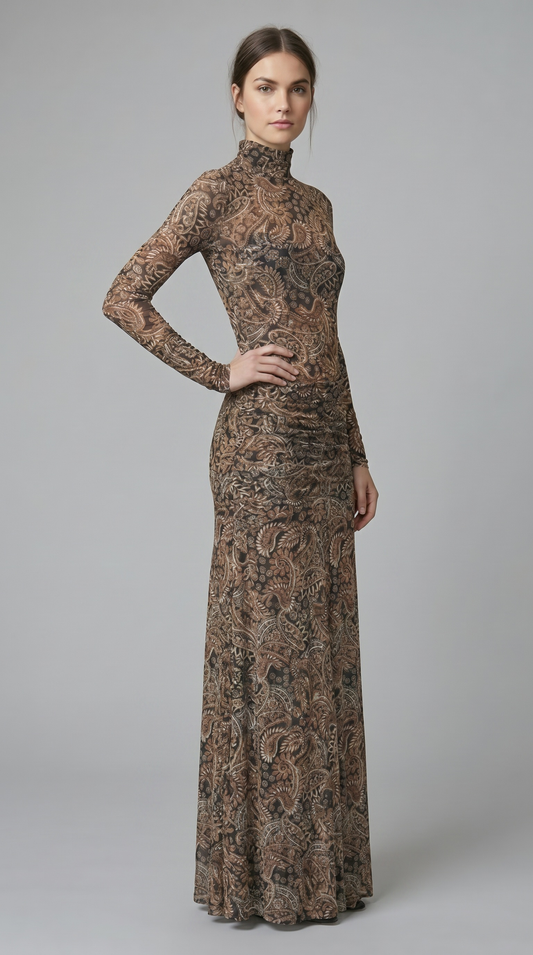 Mesh Drop Waist Maxi