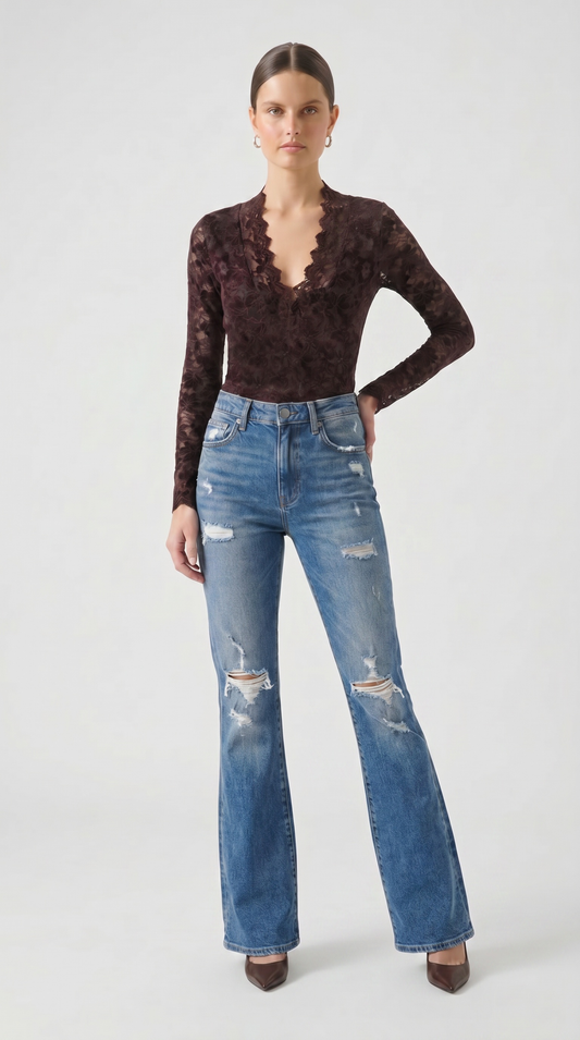 Ivy Lace Deep V Blouse