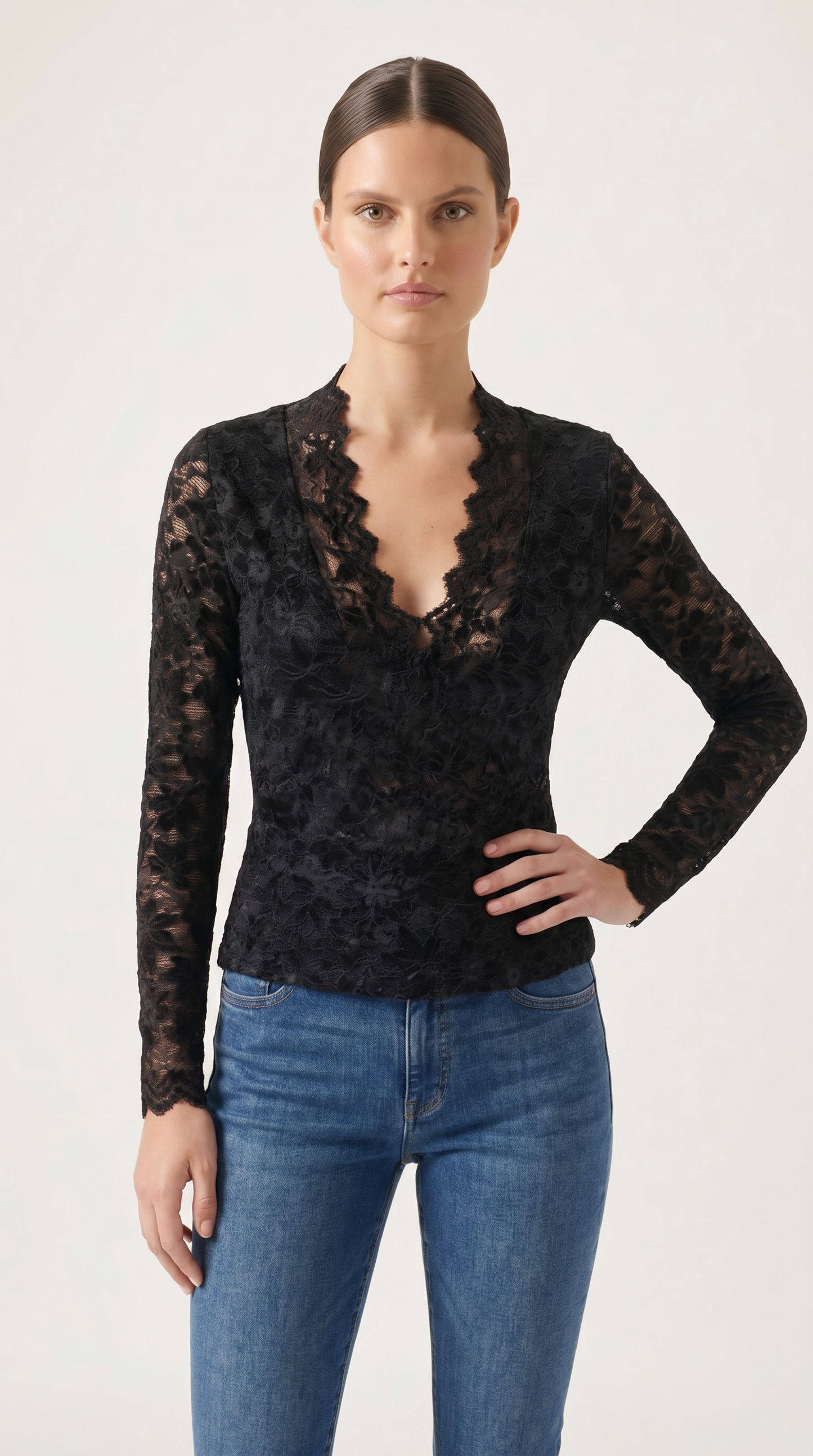 Ivy Lace Deep V Blouse