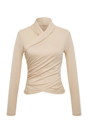 Embrace luxury and comfort with the Nightcap Wrap Collar Top, crafted from our exquisite Modal French Terry. Soft and chic, its cozy silhouette is perfect for those nights out,  casual days at work, dinner dates, and more. Style the wrap Collar top back with any ensemble for a chic, effortless look.