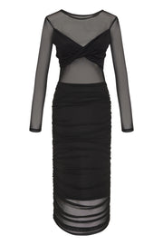 Make a statement at your next event in the Nightcap Mesh Twist Dress! This stunning mesh dress features an elegant twist detail on the front built in bandeau and a luxurious mesh fabric for a sophisticated and sexy look. Perfect for a cocktail event, a night out, or a resort vacation, the Nightcap Mesh Twist Dress is comfortable and soft, creating a look that exudes confidence and grace.