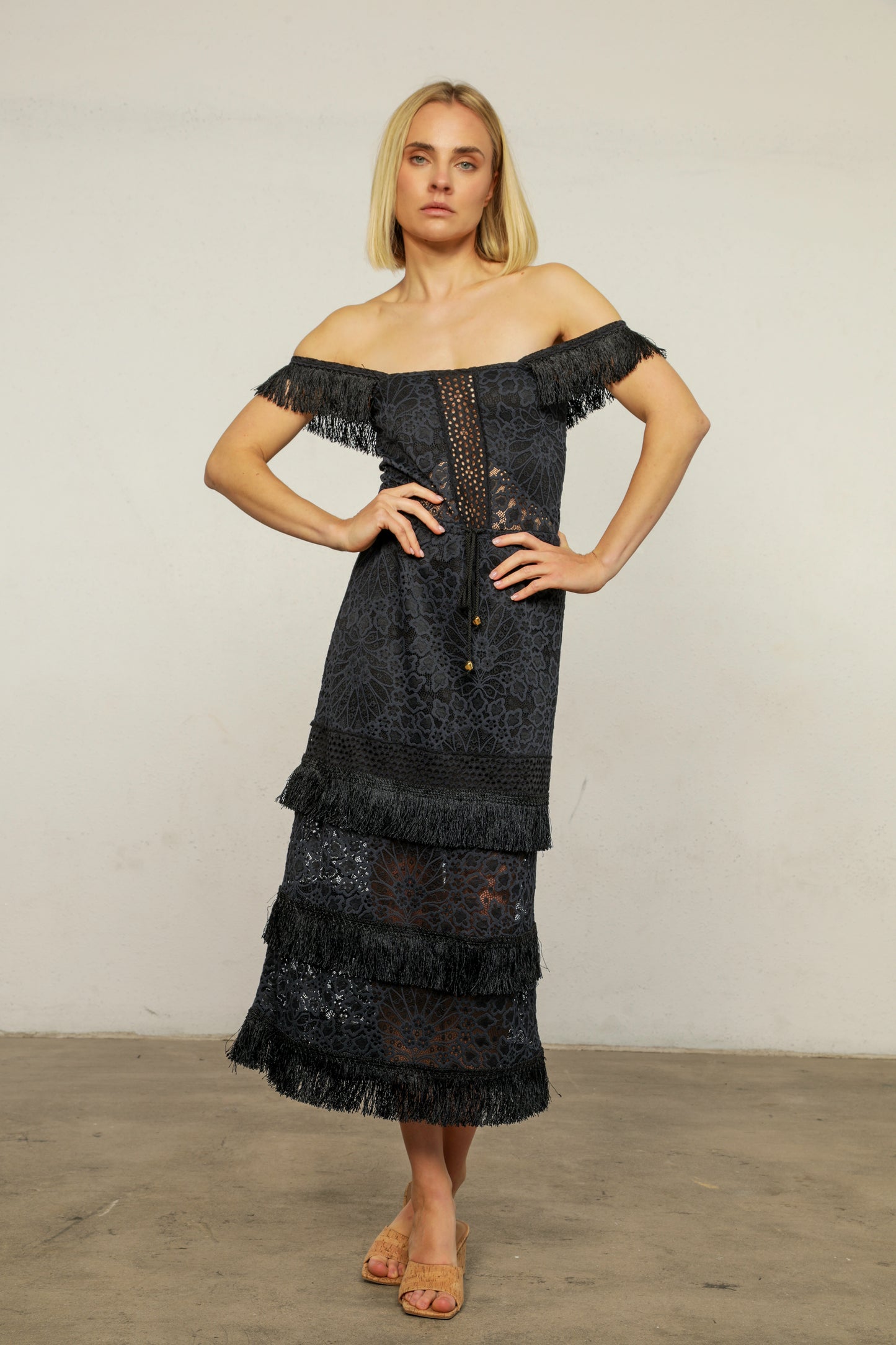 Lotus Lace Fringe Maxi