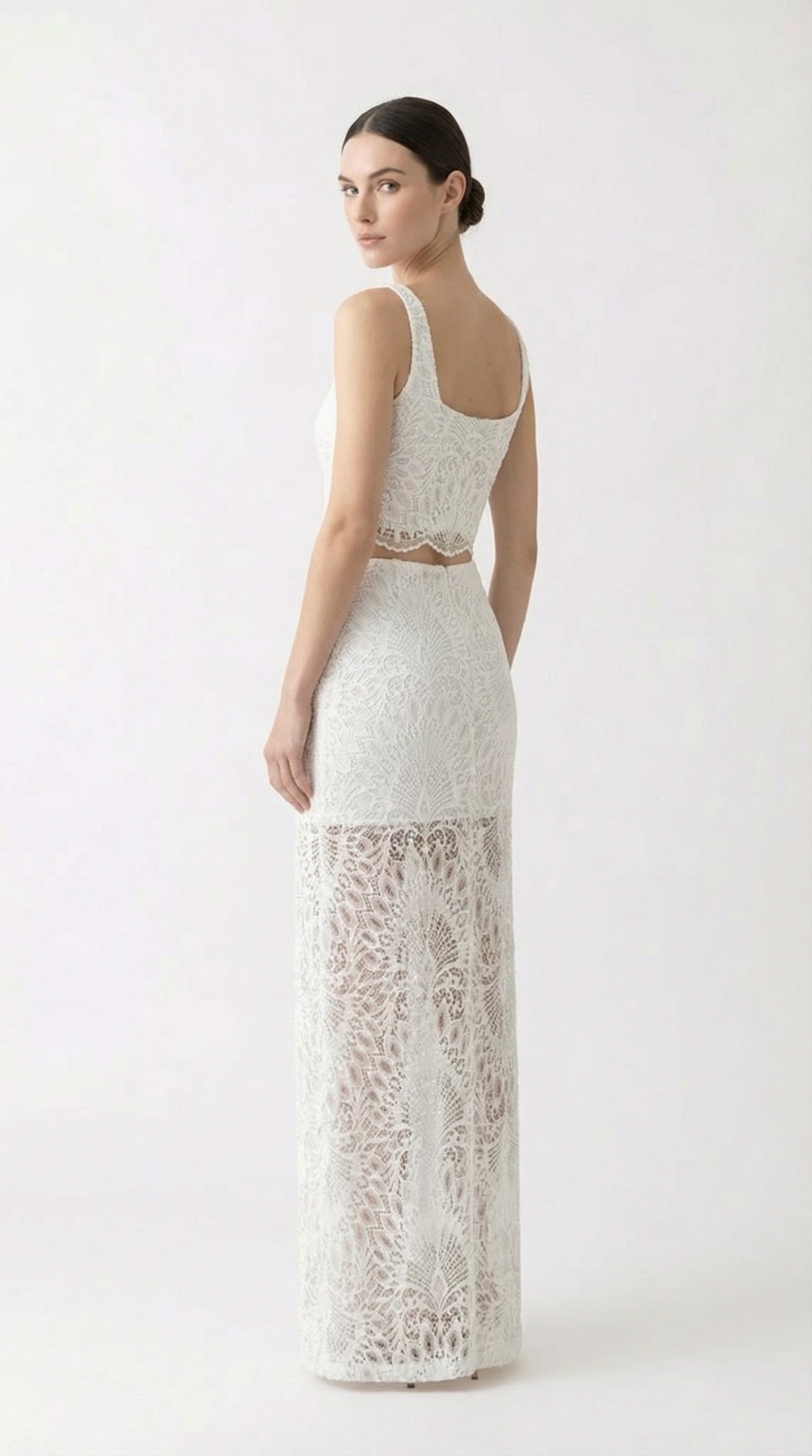 High Slit Lace Maxi Skirt Dove / M High Slit Lace Maxi Skirt Dove / M
