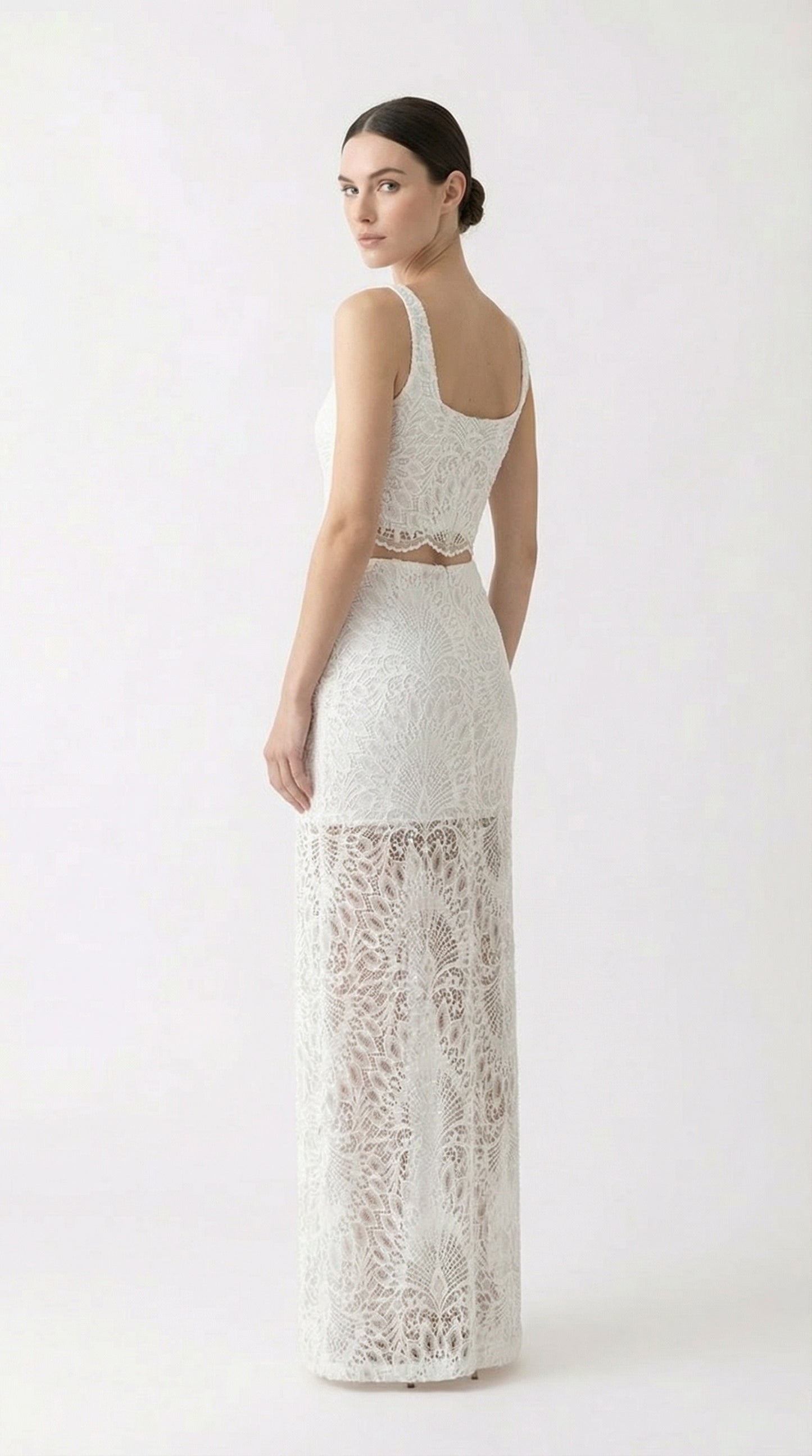 High Slit Lace Maxi Skirt