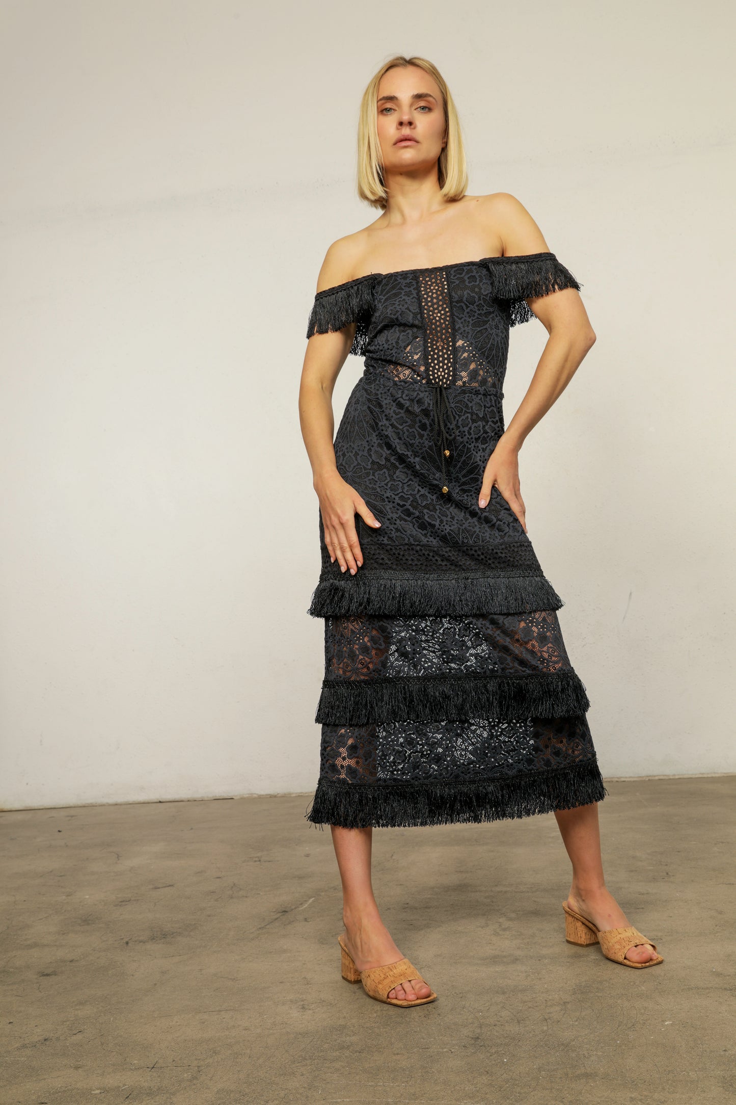 Lotus Lace Fringe Maxi