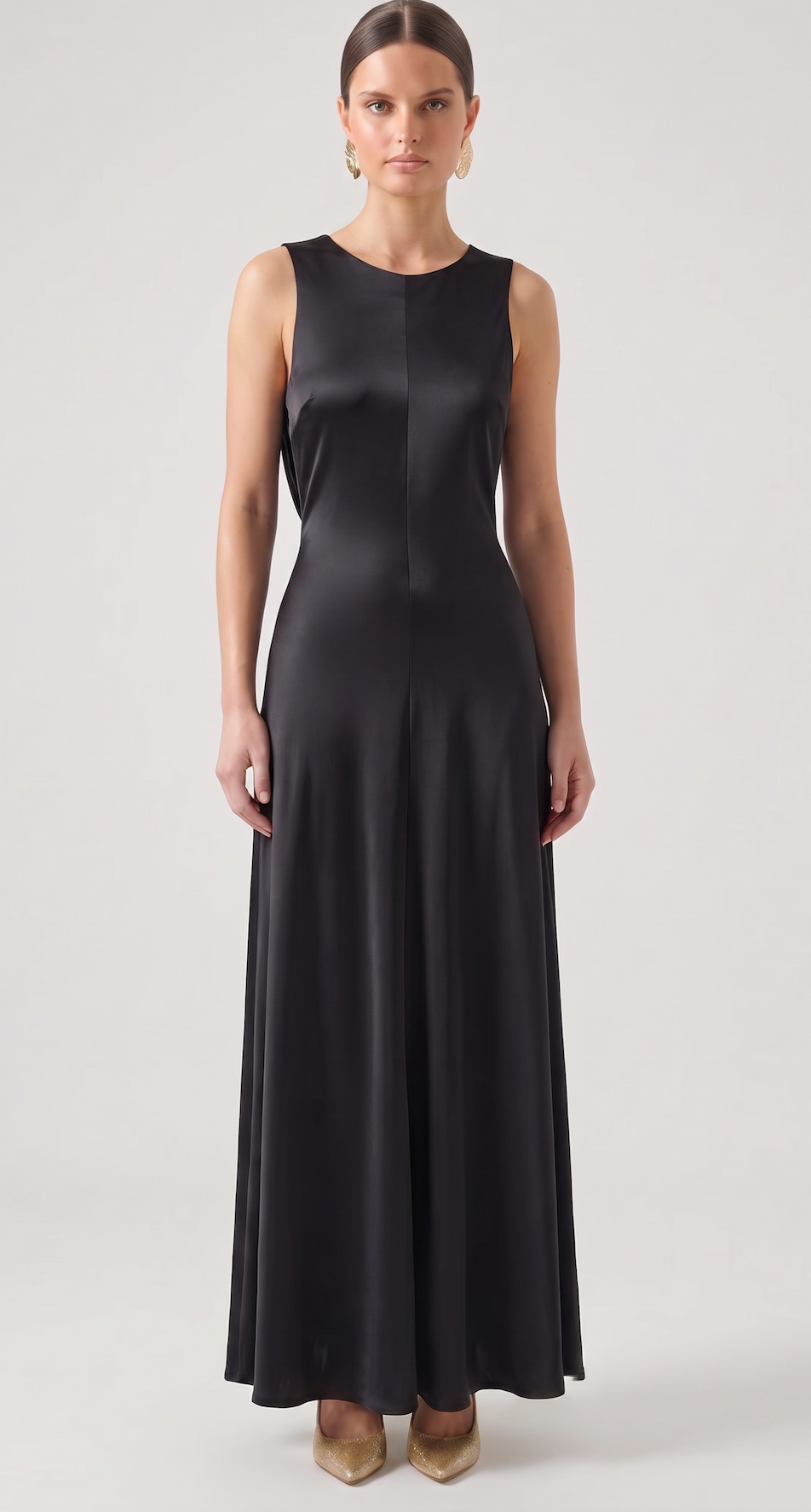 Satin Cowl Neck Maxi