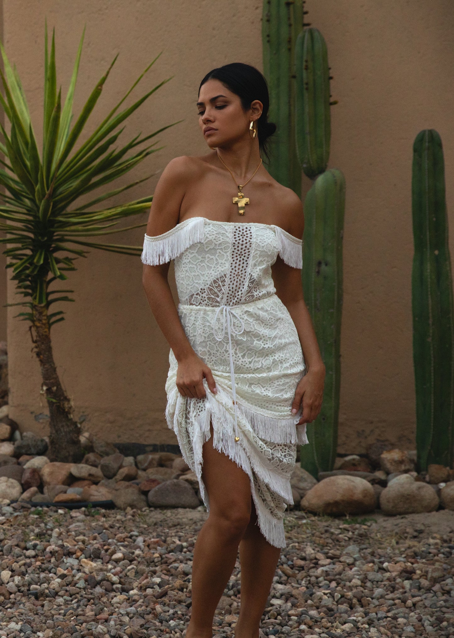 Lotus Lace Fringe Maxi